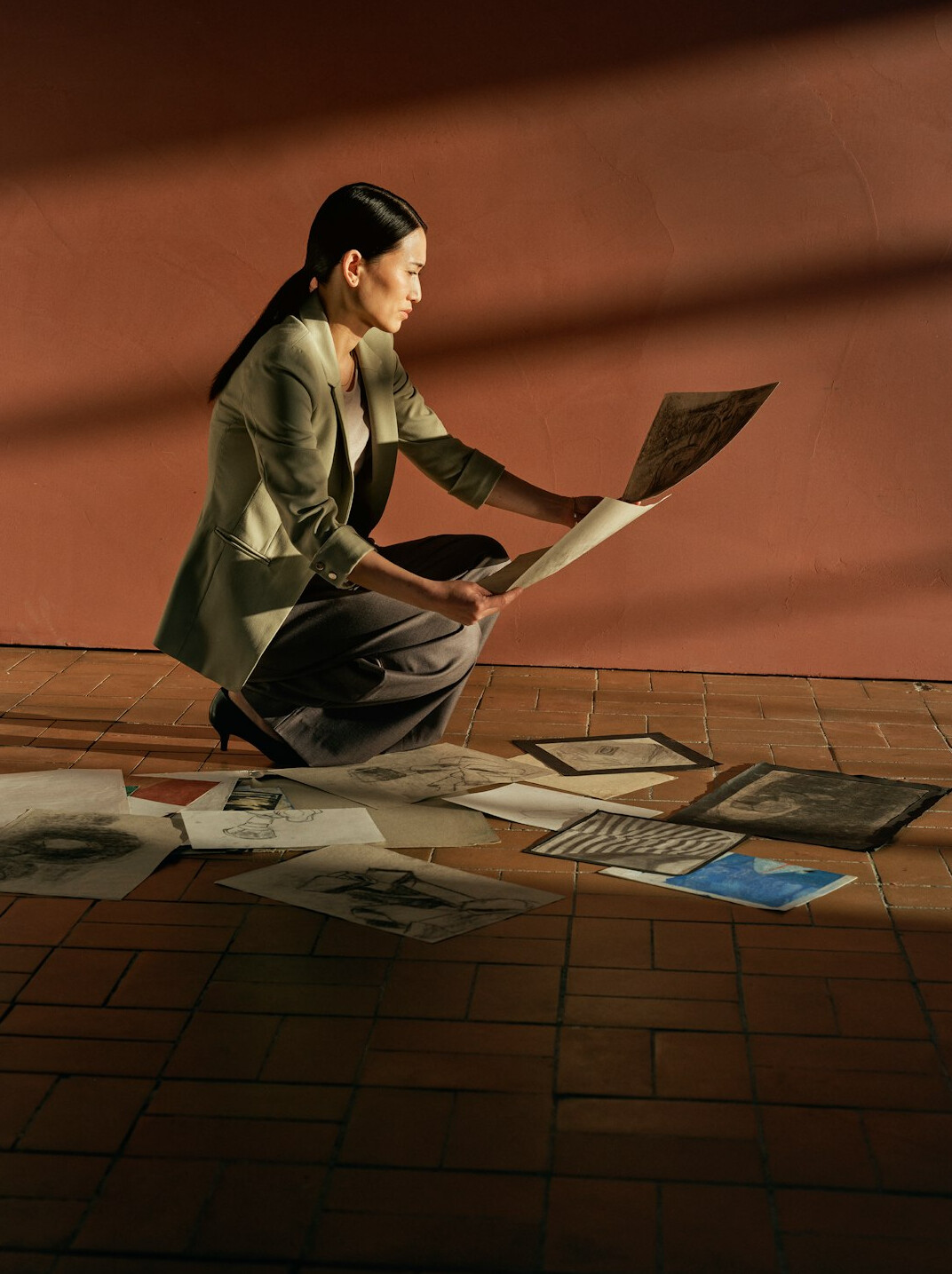 detective examining documents