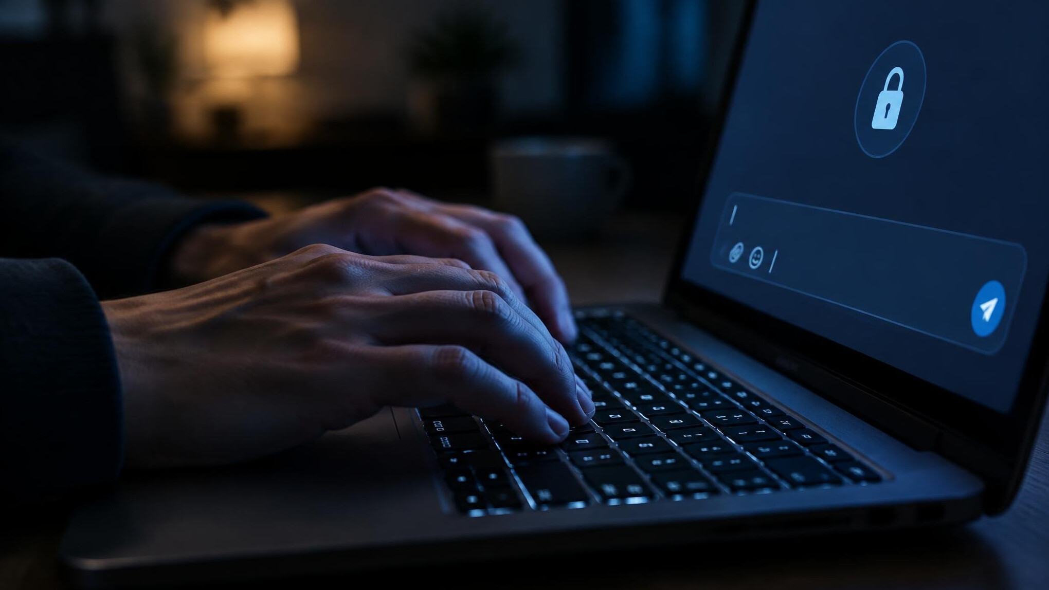 Close-up of hands typing on a laptop keyboard